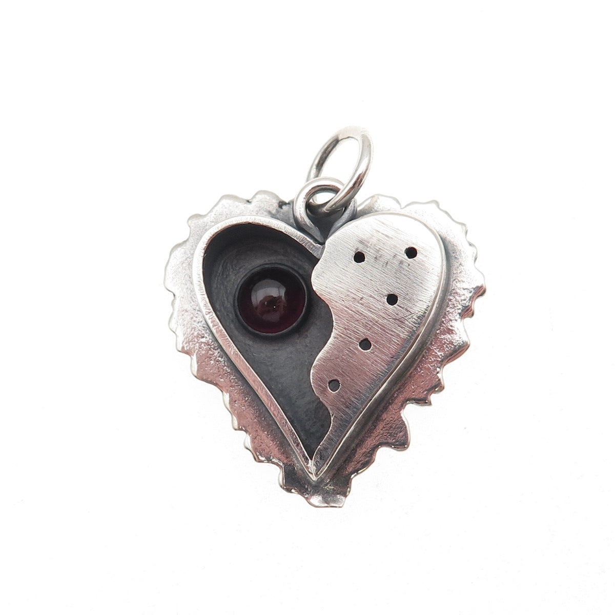 Jonathan Gordon Sterling Silver Vintage Real Tourmaline Modernist Heart Pendant