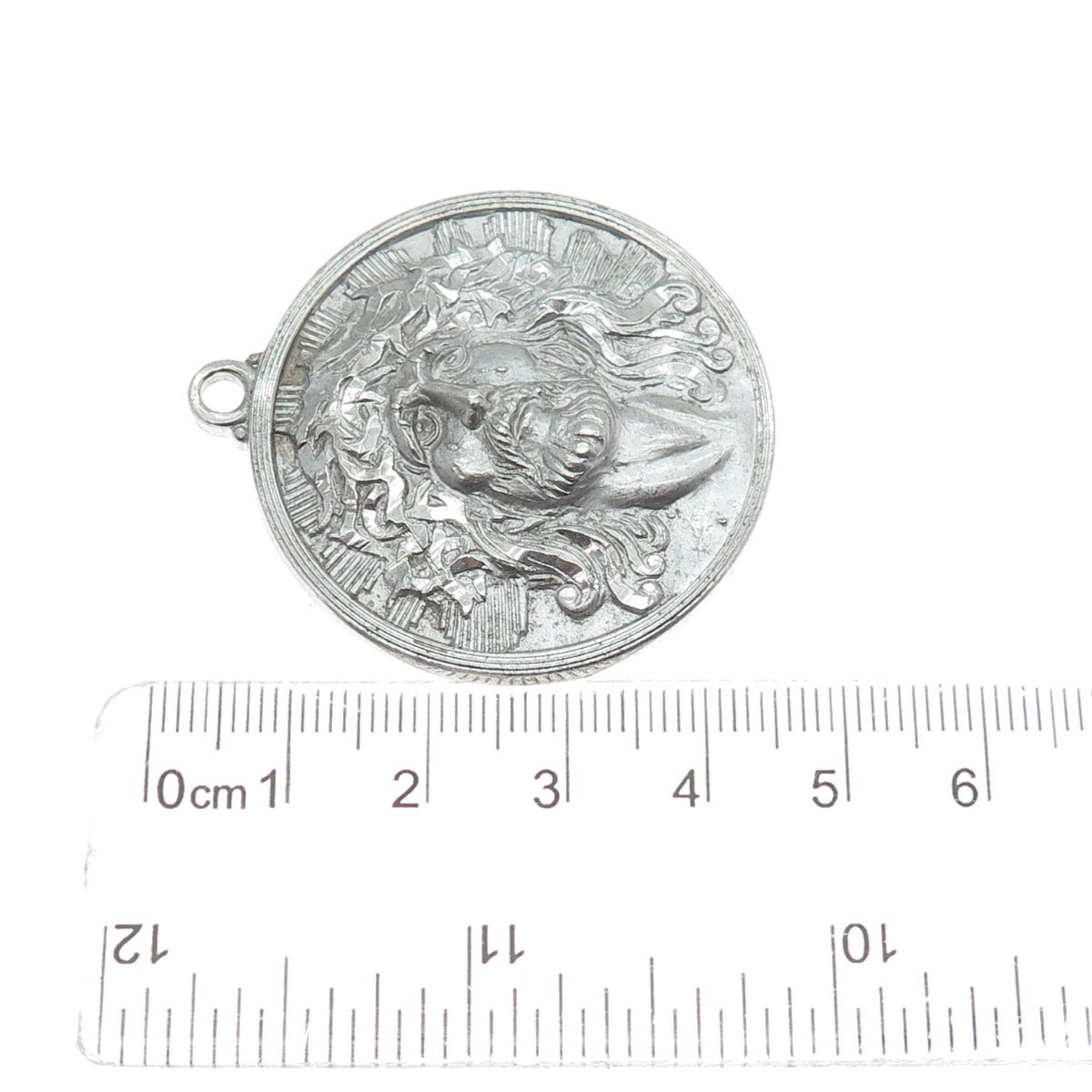 THEDA 925 Sterling Silver Vintage Engraved Jesus Religious Medal Pendant