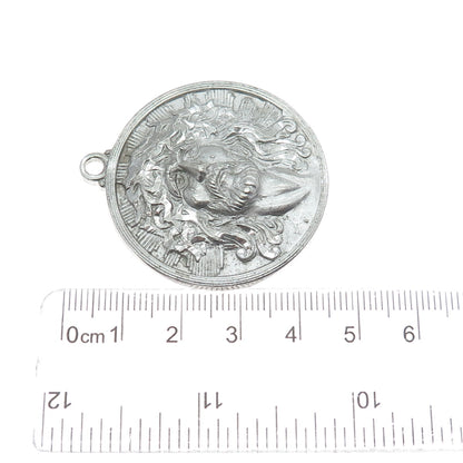 THEDA 925 Sterling Silver Vintage Engraved Jesus Religious Medal Pendant