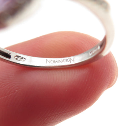 NOMINATION 925 Sterling Silver Real Round-Cut Amethyst & C Z Ring Size 7.25