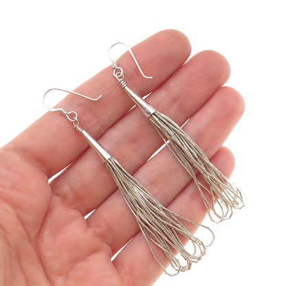 Old Pawn 925 Sterling Silver Vintage Southwestern Liquid Chain Dangle Earrings