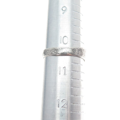 925 Sterling Silver Vintage Modernist Hammered Overlap Oxidized Ring Size 10.5