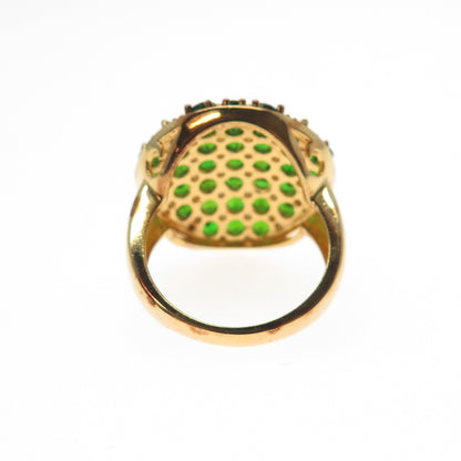 HAROLD TRUJILLO 925 Sterling Gold Plated Vintage Chrome Diopside Ring Size 7.25