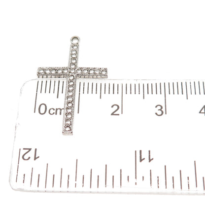 THEDA 925 Sterling Silver Antique Art Deco Real Marcasite Cross Charm Pendant