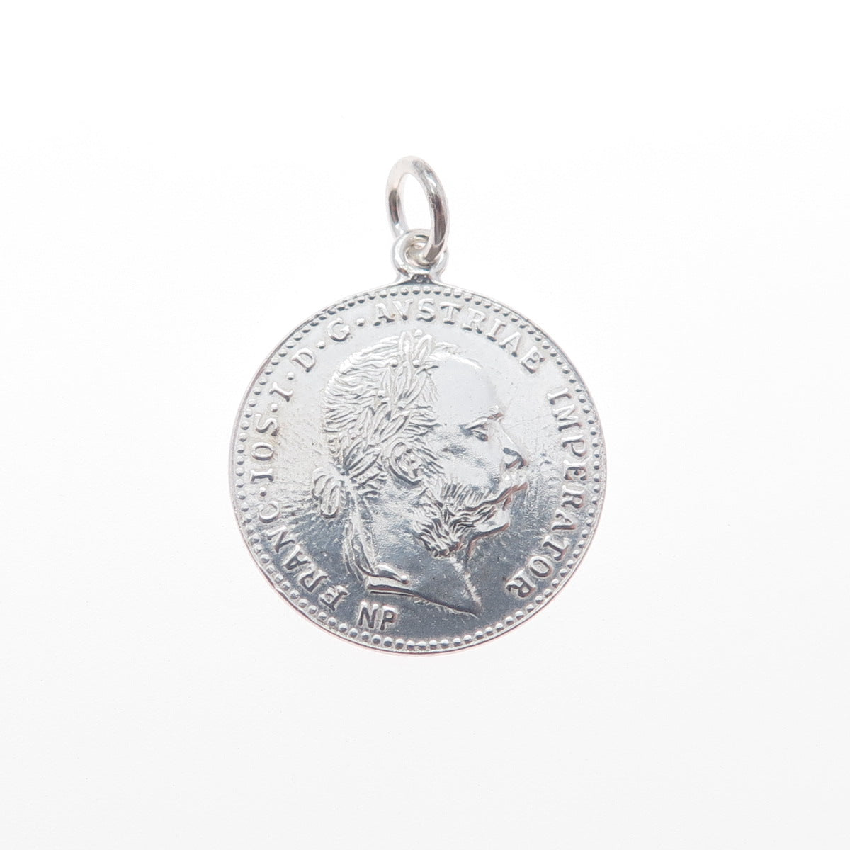 Antique 1915 Silver Austrian Empire 4 Ducats - Franz Joseph I Coin Pendant