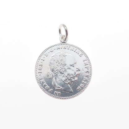 Antique 1915 Silver Austrian Empire 4 Ducats - Franz Joseph I Coin Pendant