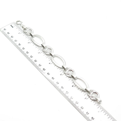 925 Sterling Silver Vintage Interlocked Rolo & Oval Link Bracelet 7.5"