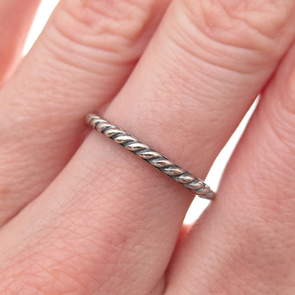 Shube 925 Sterling Silver Vintage Ribbed Stackable Band Ring Size 6.75