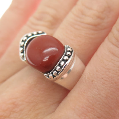 CFJ Collins Fine Sterling Silver Vintage Real Red Jasper Modernist Ring Size 6