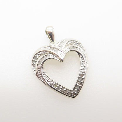 HAN 925 Sterling Silver Real Diamond Modernist Heart Pendant