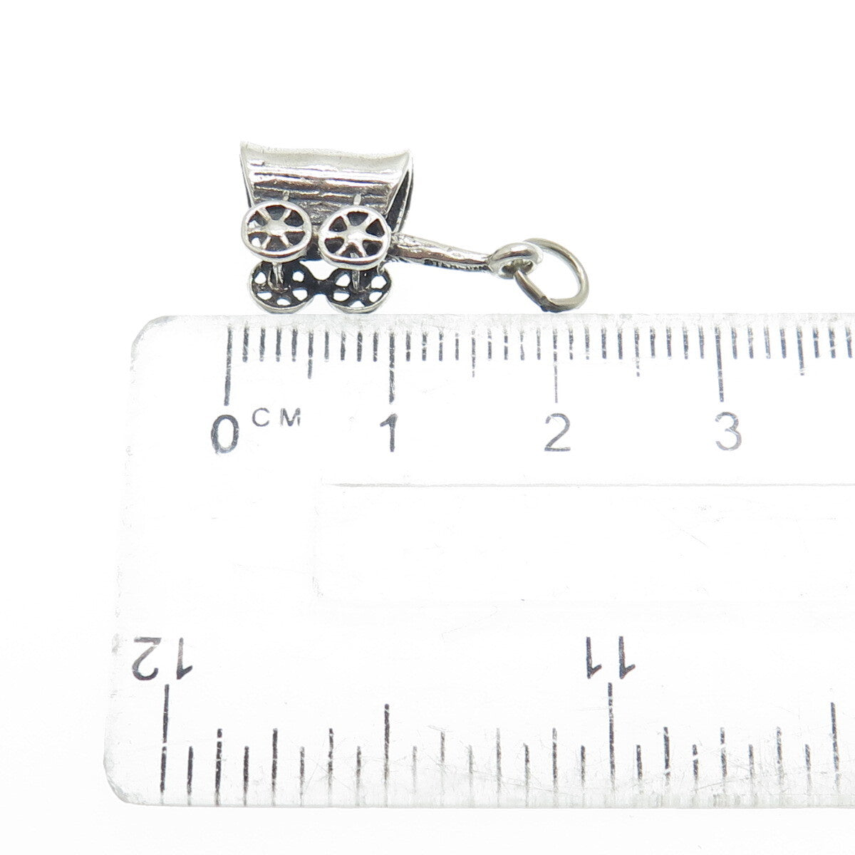 925 Sterling Silver Vintage Covered Wagon 3D Charm Pendant