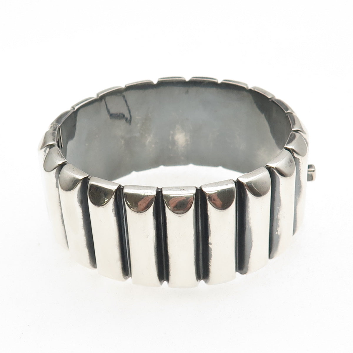 Calvin Klein Sterling Silver Vintage Heavy 99.6g Ribbed Bangle Bracelet 7.25"