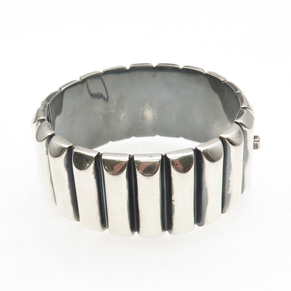Calvin Klein Sterling Silver Vintage Heavy 99.6g Ribbed Bangle Bracelet 7.25"