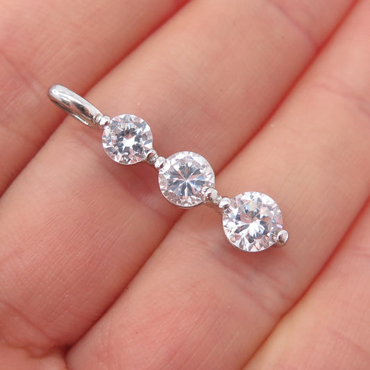 ROSS SIMONS 925 Sterling Silver Graduated Round-Cut C Z Charm Pendant