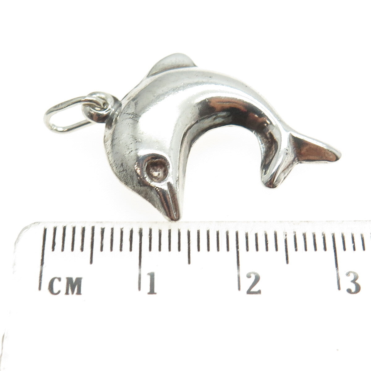 925 Sterling Silver Vintage Italy Friendly Dolphin 3D Pendant