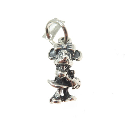 925 Sterling Silver Vintage Mexico Minnie Mouse Oxidized Minimalist Pendant