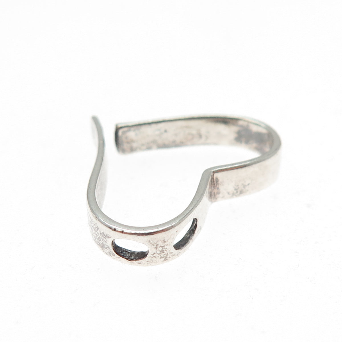 925 Sterling Silver Vintage Modernist Heart Oxidized Slide Charm Pendant