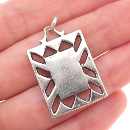 925 Sterling Silver Antique Art Deco Real Jade & Marcasite Cross Charm Pendant