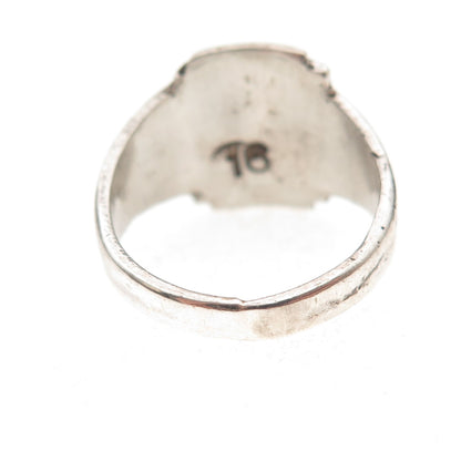 925 Sterling Silver Antique Art Deco Enamel Brahma Kumaris Ring Size 7.25