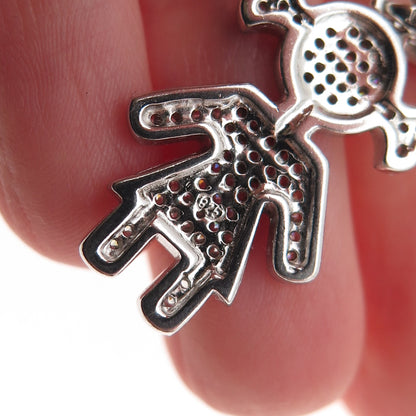 925 Sterling Silver Round-Cut C Z Girl Charm Pendant