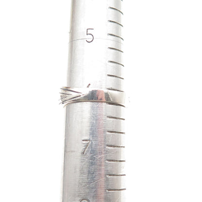 925 Sterling Silver Vintage Real Abalone Shell Modernist Oxidized Ring Size 6.25