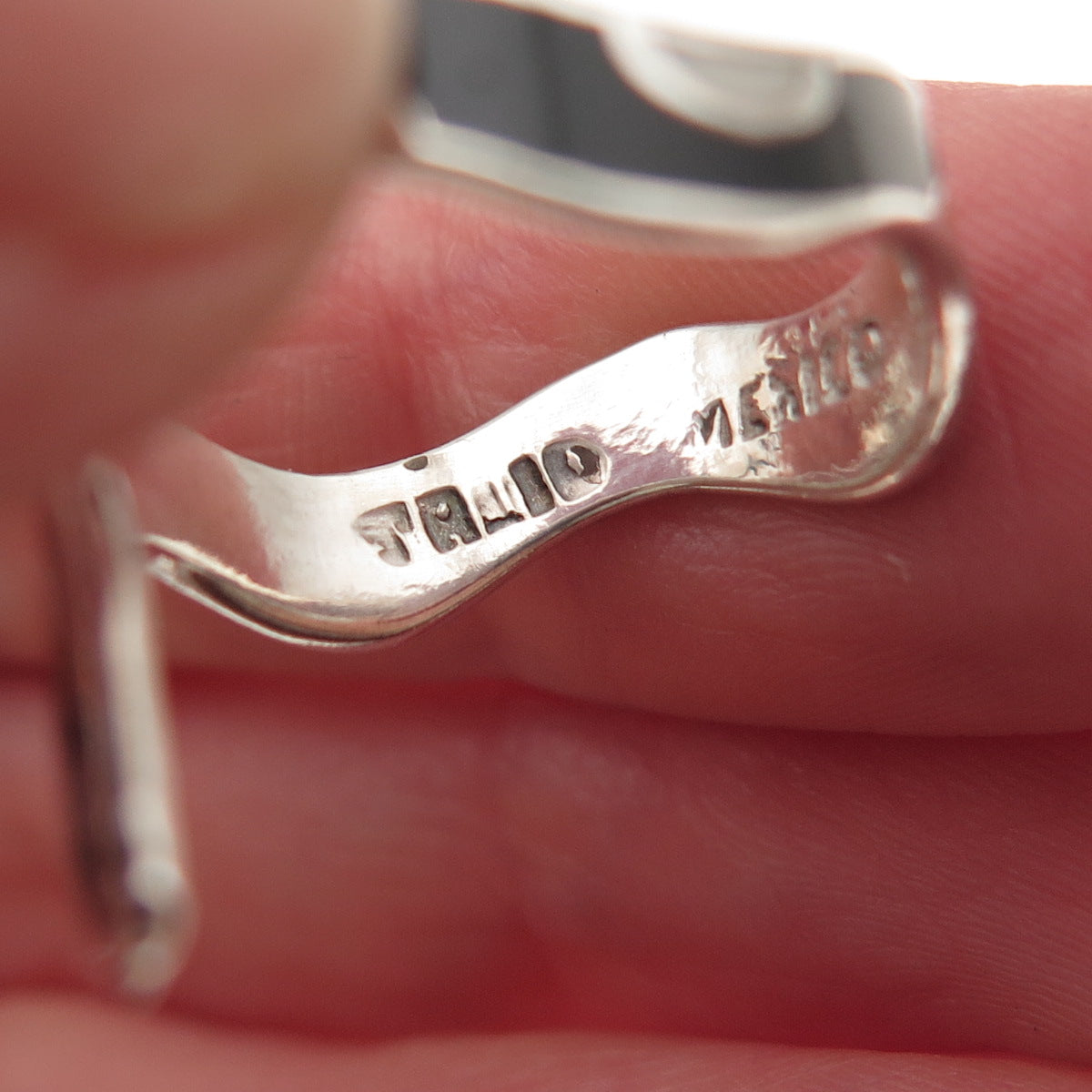 925 Sterling Silver Vintage Mexico Enamel Snake Ring Size 6.5