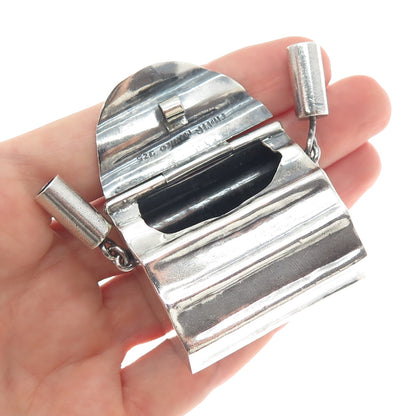 925 Sterling Silver Vintage Mexico Ladies Purse Pill Box Centerpiece Pendant