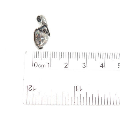 925 Sterling Silver Triangle-Cut C Z Minimalist Charm Pendant