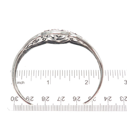 925 Sterling Silver Vintage Modernist Ornate Swirl Adjustable Cuff Bracelet 6"