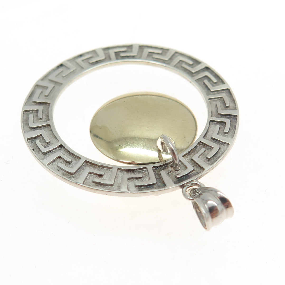 925 Sterling Silver 2-Tone Vintage Turkey Greek Maze Pendant