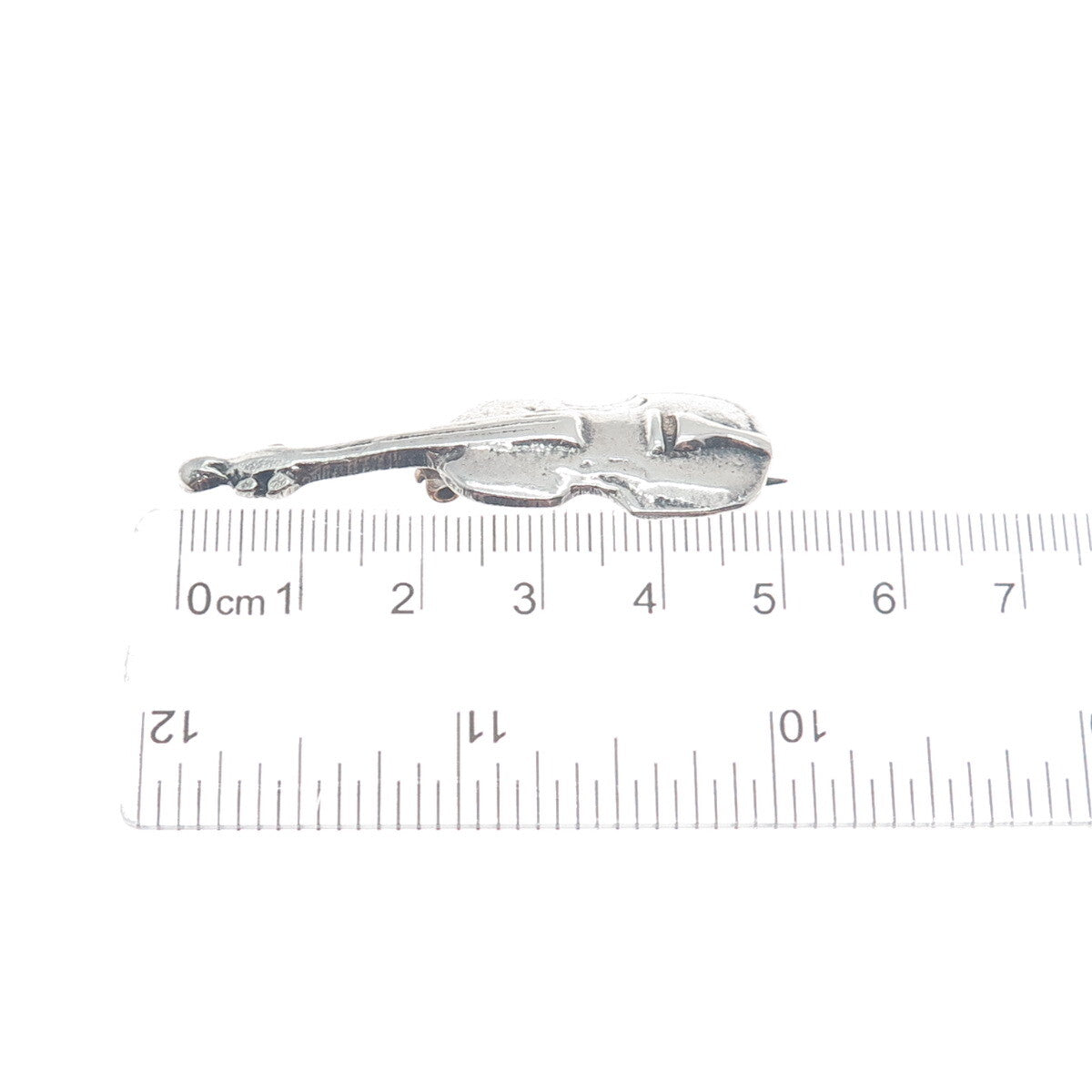 925 Sterling Silver Vintage Violin Musical Instrument Pin Brooch