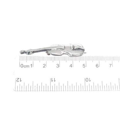 925 Sterling Silver Vintage Violin Musical Instrument Pin Brooch