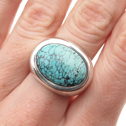 EXEX by Claudia Agudelo 925 Sterling Silver Vintage Real Turquoise Ring Size 6.5