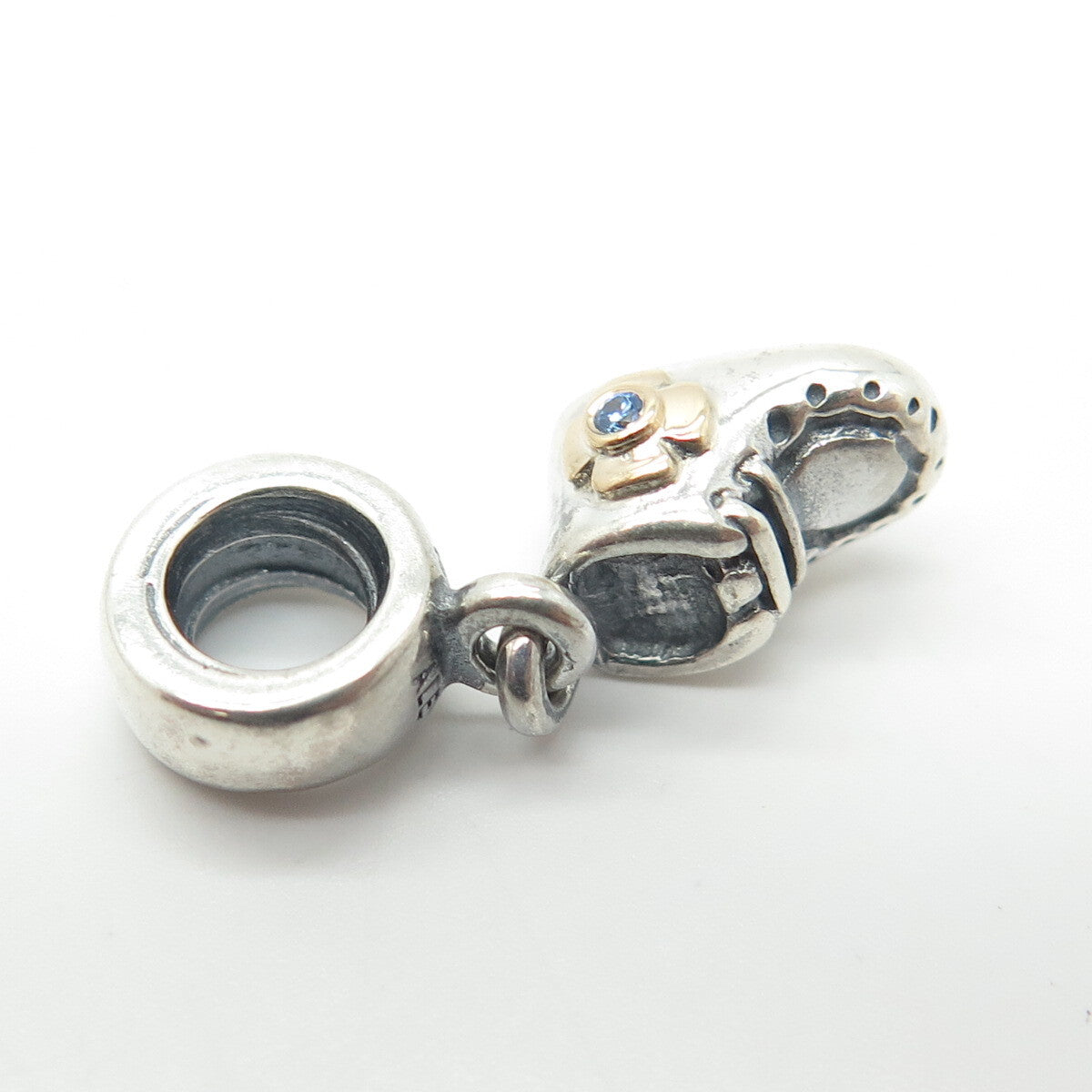 Pandora 925 Sterling Silver & Gold Plated C Z Shoe Dangle Charm