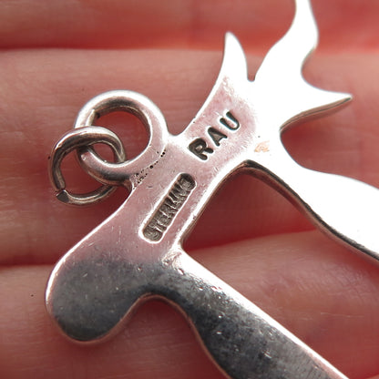 RAU 925 Sterling Silver Vintage Chai Judaica Charm Pendant
