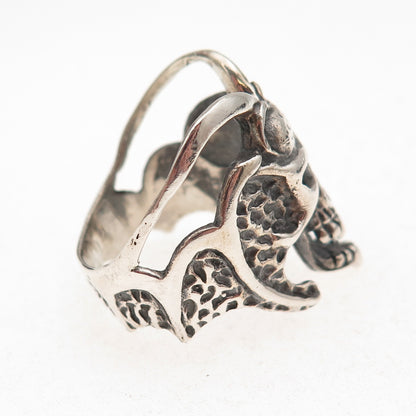925 Sterling Silver Vintage Demon Skull Oxidized Ring Size 11