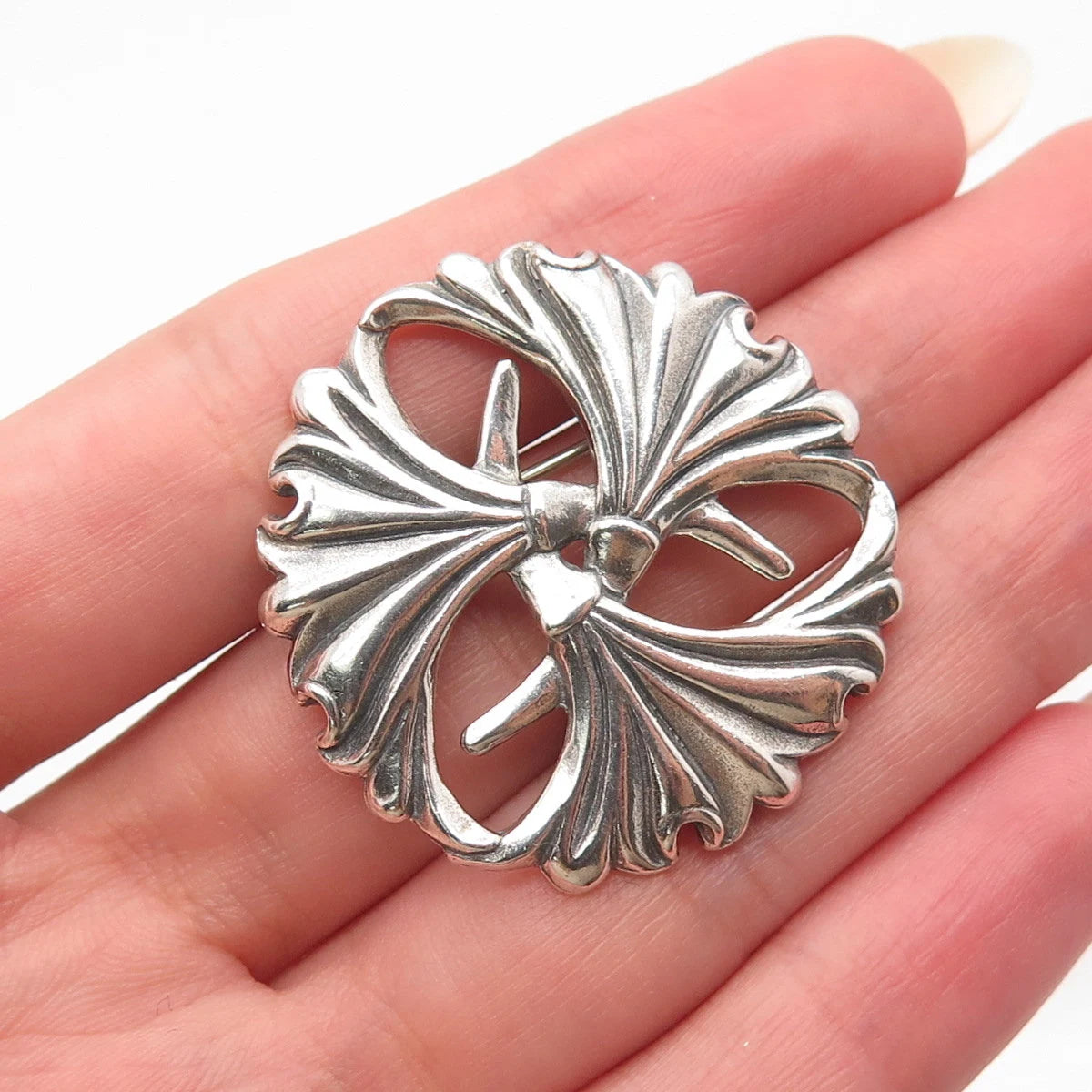 925 Sterling Silver Vintage Hamilton & Hamilton Lily Floral Pin Brooch