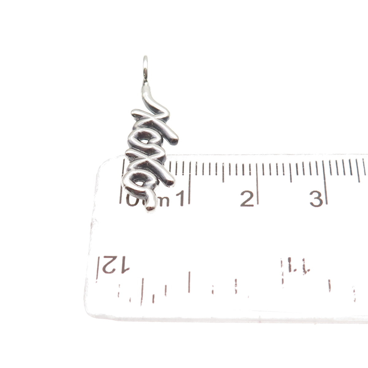 925 Sterling Silver Vintage XOXO Hugs & Kisses Oxidized Charm Pendant