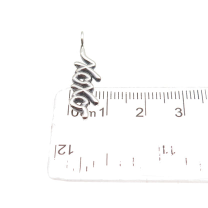 925 Sterling Silver Vintage XOXO Hugs & Kisses Oxidized Charm Pendant