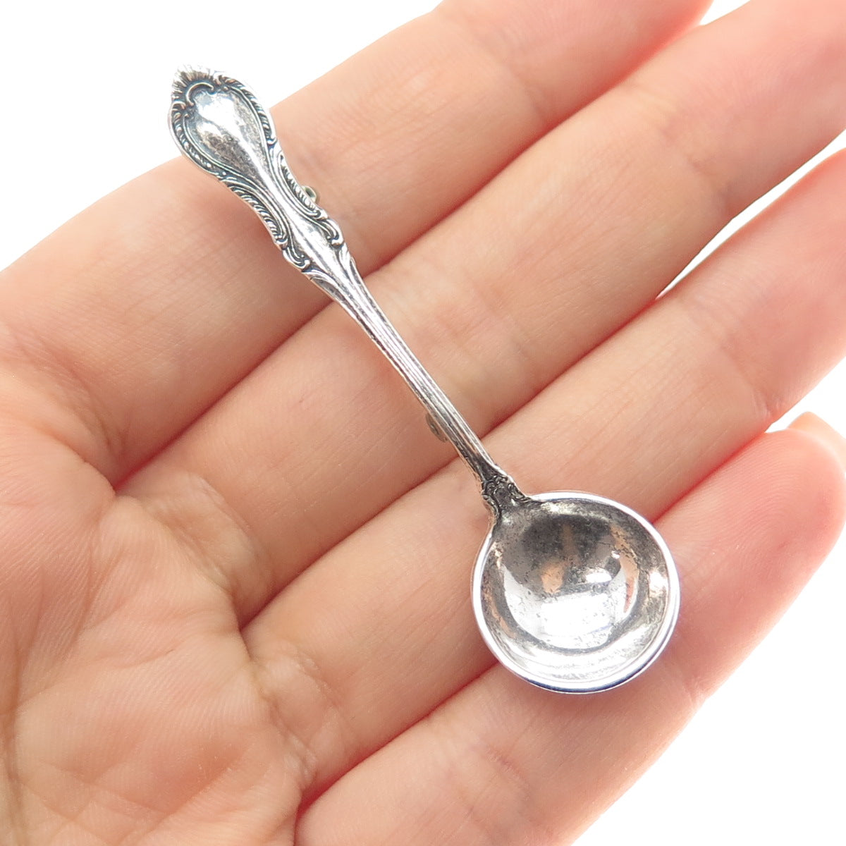 Fine Arts 925 Sterling Antique 1945 Southern Colonial Spices Spoon Pin Brooch