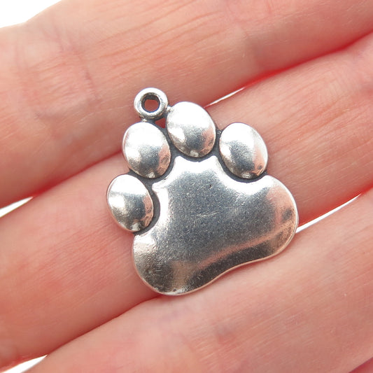 SUNWEST 925 Sterling Silver Vintage Dog Paw Oxidized Minimalist Charm Pendant