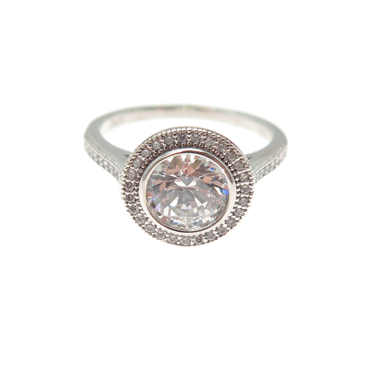 925 Sterling Silver Round-Cut C Z Engagement Ring Size 7