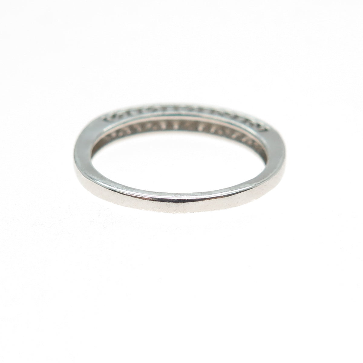 925 Sterling Silver Real Round-Cut Blue Diamond Half Eternity Ring Size 7.25