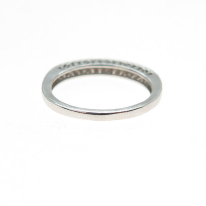 925 Sterling Silver Real Round-Cut Blue Diamond Half Eternity Ring Size 7.25