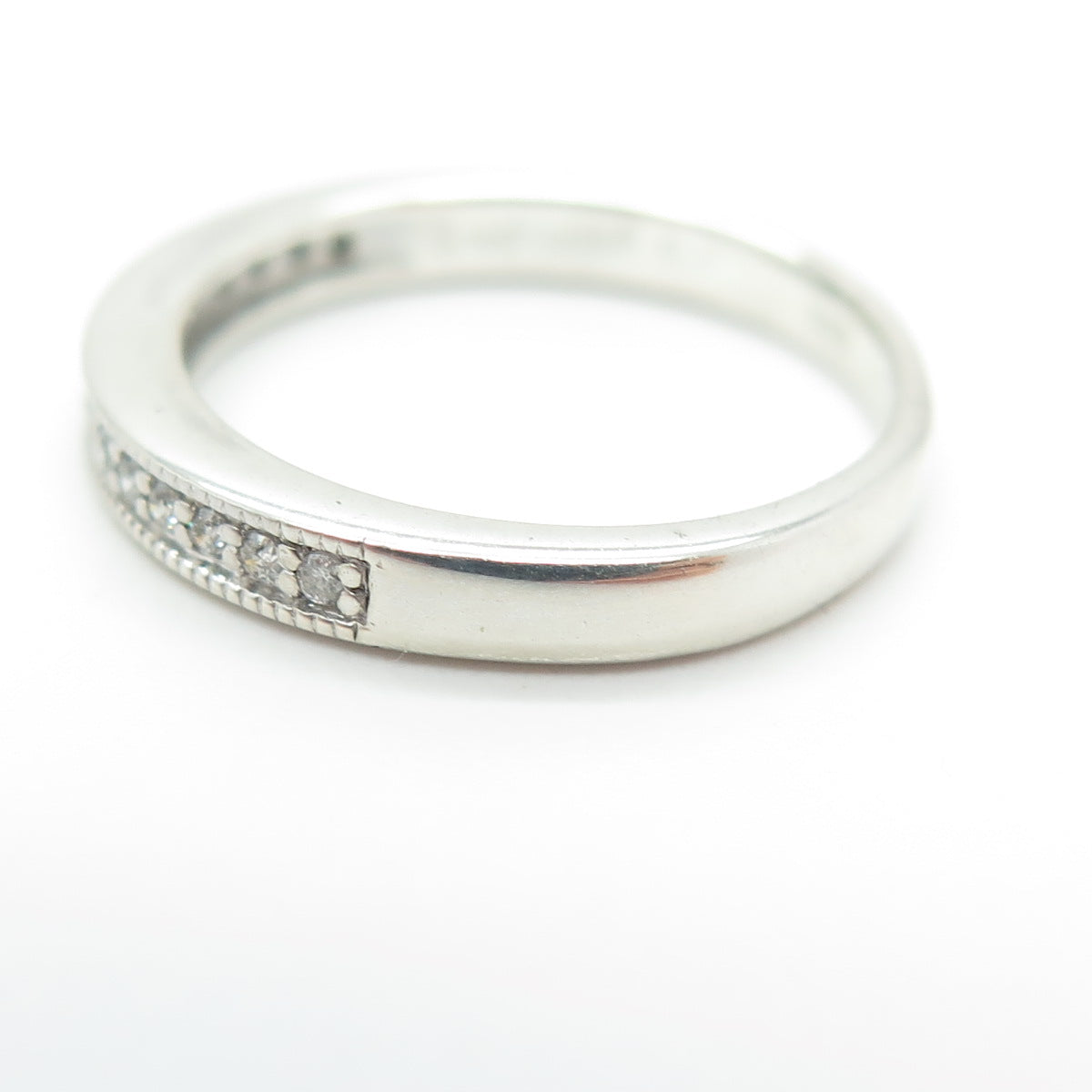 SK9 Allure Gems Platinaire Sterling Silver Diamond Half Eternity Ring Size 6.25