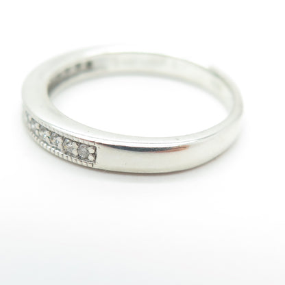 SK9 Allure Gems Platinaire Sterling Silver Diamond Half Eternity Ring Size 6.25