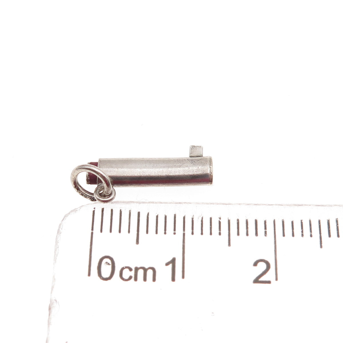 925 Sterling Silver Antique Art Deco Enamel Lipstick Movable Mini Charm Pendant