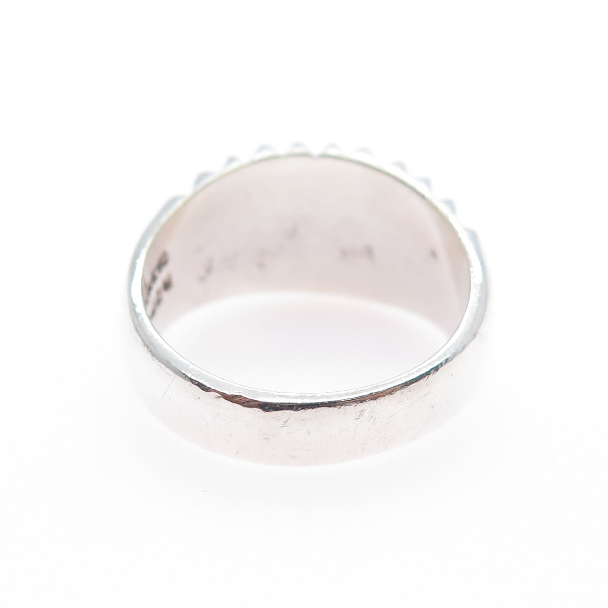 925 Sterling Silver Vintage Mexico Modernist Ribbed Oxidized Ring Size 7.5
