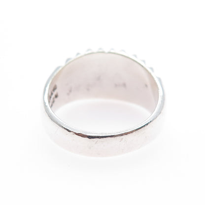 925 Sterling Silver Vintage Mexico Modernist Ribbed Oxidized Ring Size 7.5
