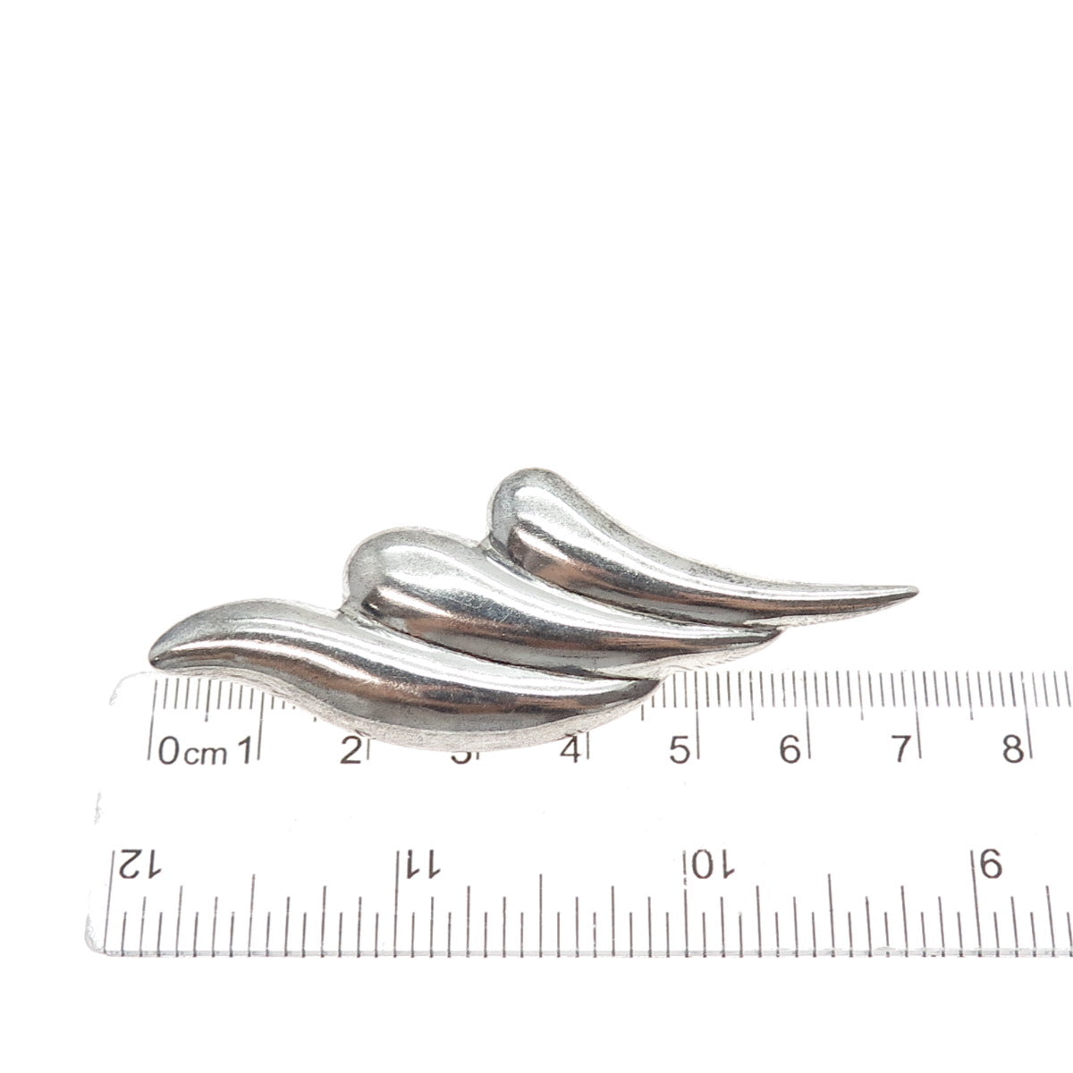 925 Sterling Silver Vintage Modernist Puffy Pin Brooch